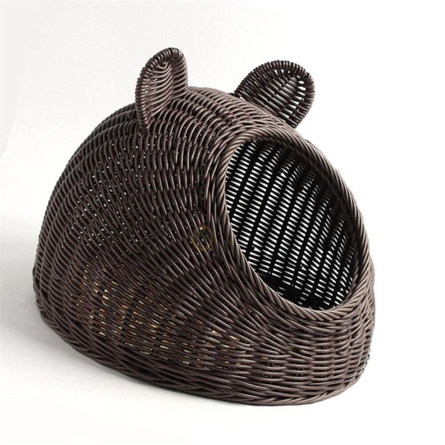 안락한 동굴 하우스 38cm 커피 애견집 새끼고양이집 라탄고양이집
