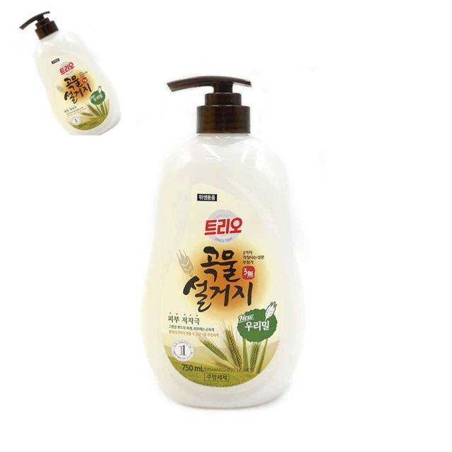 트리오 곡물설거지 우리밀 주방세제 750mL 용기 1ea 순한주방세제 주방세정제 식당세제 설것이