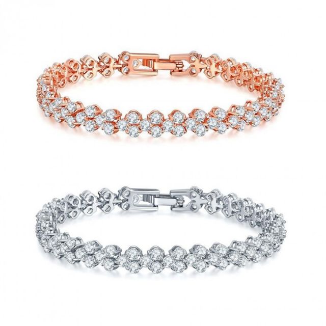 남녀공용 S925 은 도금 스포츠 지르코니아 3줄 큐빅 팔찌