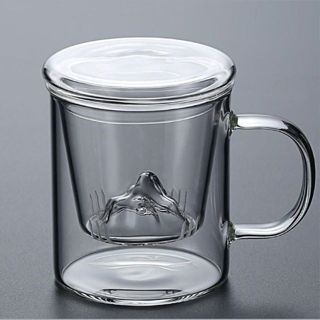 내열유리 이중 티머그컵 350ml, 유리필터