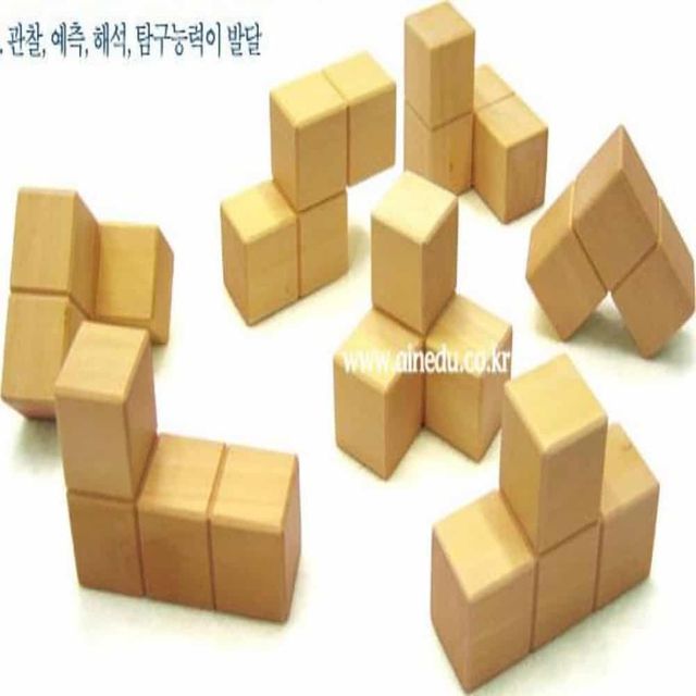 소마큐브 베이직 교재 나무입체퍼즐 블럭장난감 유아큐브 입체퍼즐 쌓기교구