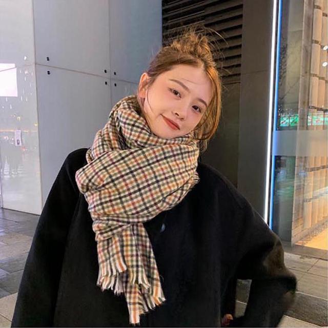 여자 체크 목도리 가볍고 따뜻한 머플러 여성 넥워머