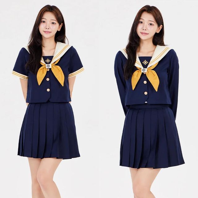 옐로우라인 네이비 세라복 프레피룩 교복
