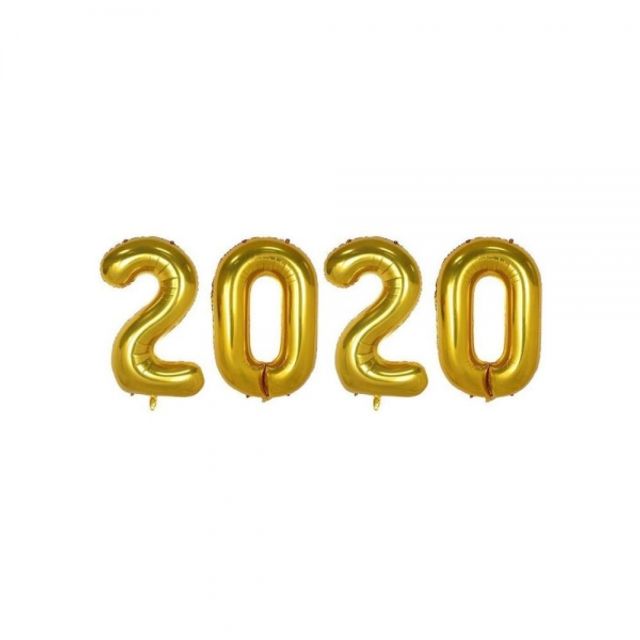 숫자 2020 은박풍선 소형 골드 - 생일 파티 장식용 풍선 세트