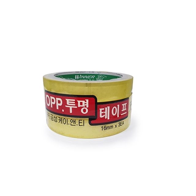 금성 아크릴 OPP 테이프 투명 16mmx25m 3개입 - 포장 및 고정용 다용도 테이프