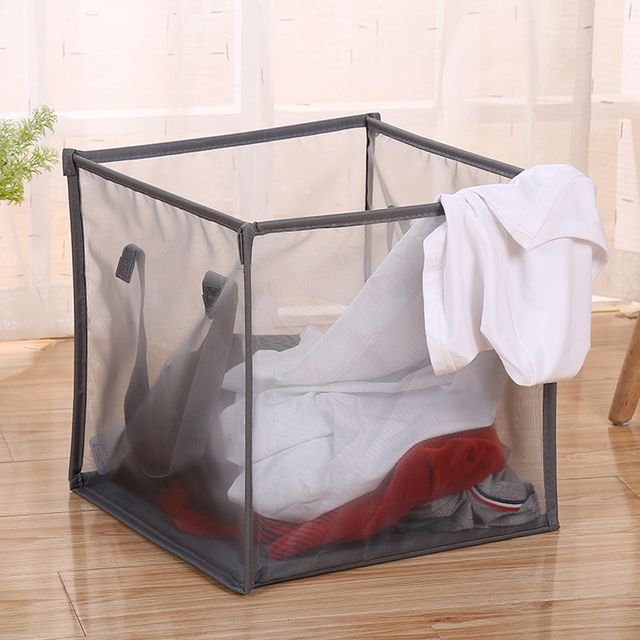 이동식 세탁 빨래 함 바구니 접이식 매쉬 햄퍼 그레이
