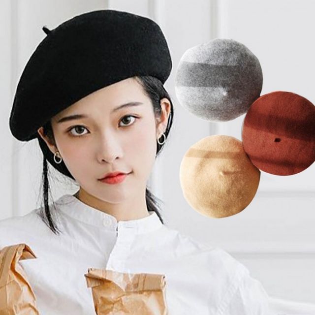 울 베레모 여자 화가모자 겨울 빵모자 여성 챙 모자