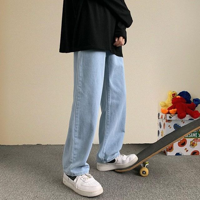 남성 데일리 일자 청바지 와이드 데님팬츠 ISDNP10 워싱 일자청바지 여성 남성 티앤디 청바지 아이 루나진