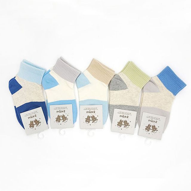 유아동배색링양말 미끄럼방지 5켤레묶음