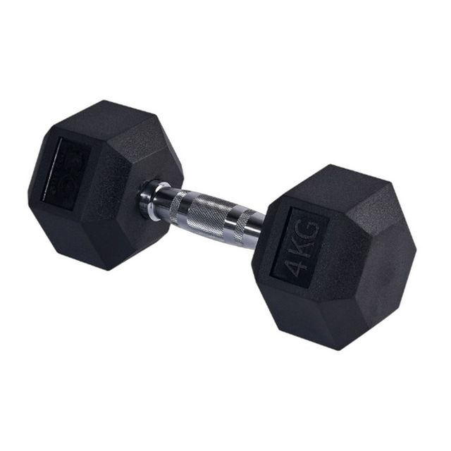 헬스장 가정용 헬스 중량 크롬 고무 육각 덤벨 4kg