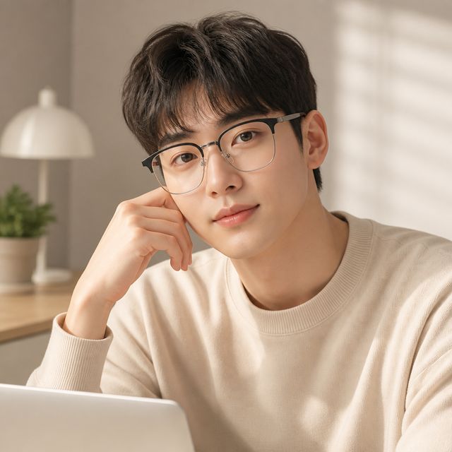 스퀘어 안경테 블루라이트 차단 청광색안경 안경 블루 검정 색상