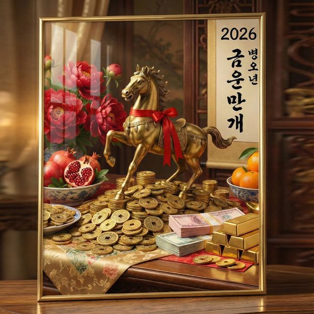 1+1 새해 병오년 말띠 돈들어오는 그림 액자 GA3_M05
