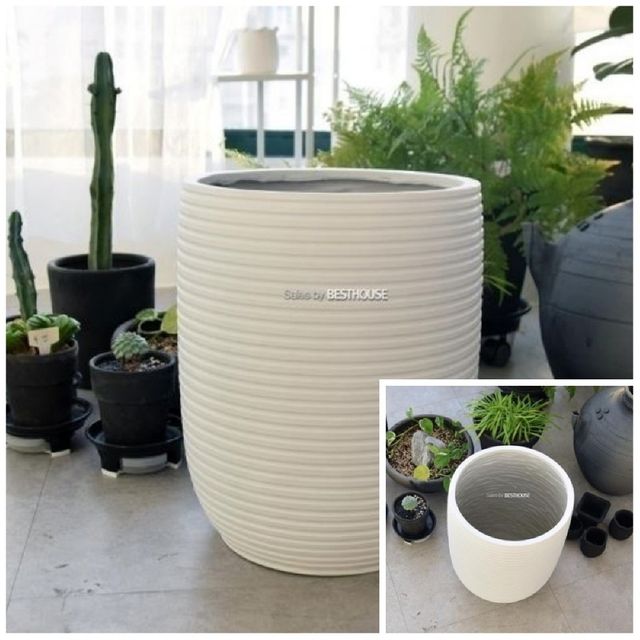 수지 마블 가로줄무늬 원형팽이 화분 30x39cm 마블화분 플라스틱화분 프라스틱화분 가든용품