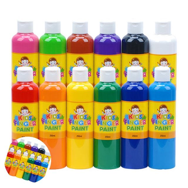 어린이미술 그리기수업 미술놀이 핑거페인트 250ml 12색 세트
