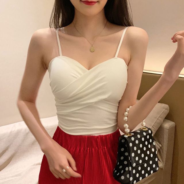 캡내장 꼬임 이너탑 나시티 러닝 골지 가슴패드 내장