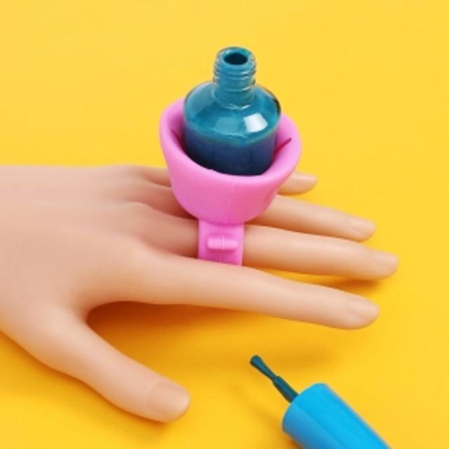 셀프 네일 매니큐어 홀더 핑크 실리콘 고정링