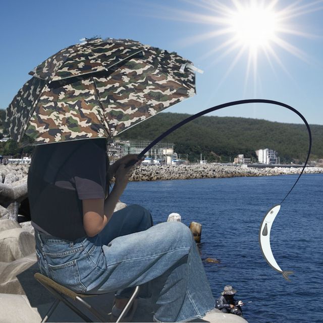 머리우산 머리에 쓰는 2단 우산모자 중형 밀리터리