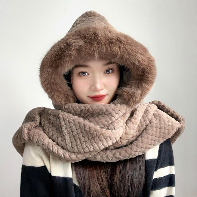 비타리토 일체형 후드 목도리장갑 50x36cm 브라운
