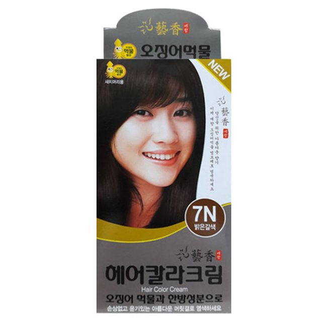 헤어염색 칼라크림 오징어먹물새치커버 7N 밝은갈색