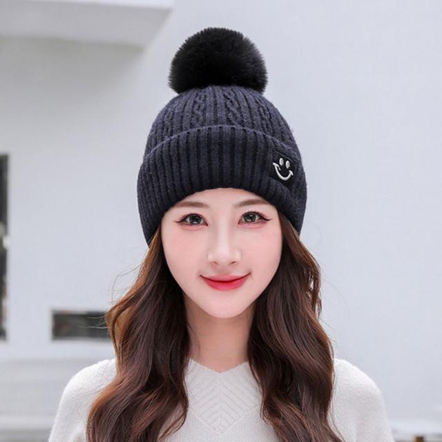 (큰손할인) 스마일모자 비니 털모자 방한 골지 니트