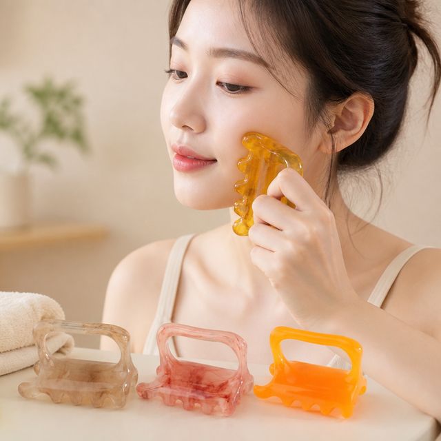 웨이브형 마사지괄사 얼굴 바디 지압기 4Color