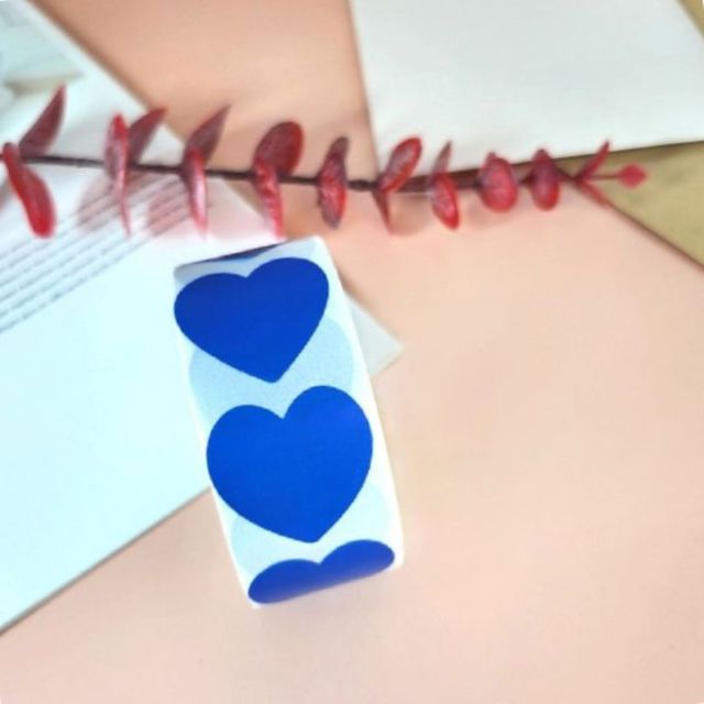 장식롤스티커 답례품롤라벨 컬러 하트 롤스티커 블루