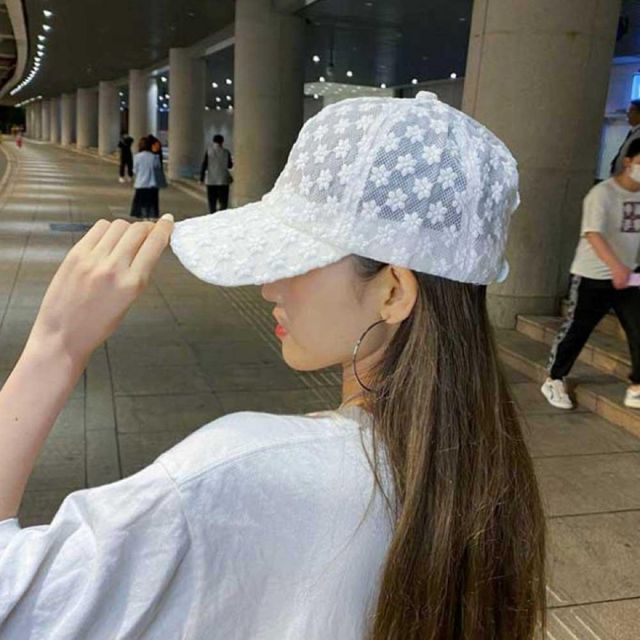 시스루 플라워 캡모자 여성 모자 여름 메쉬