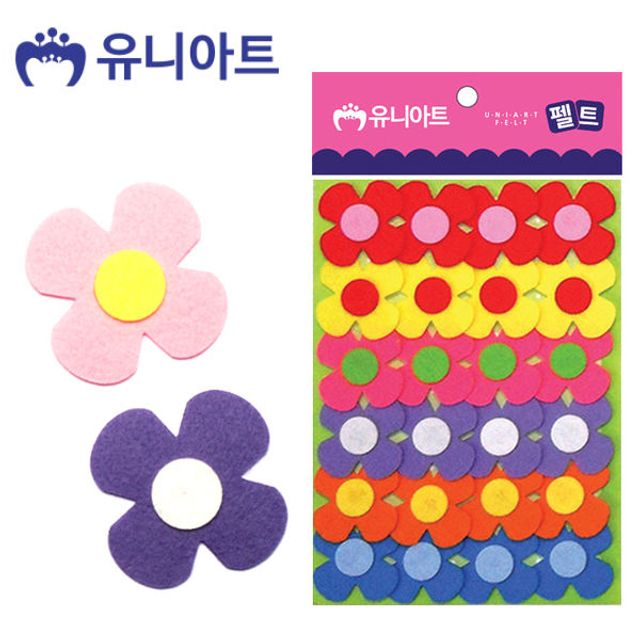 유니아트 펠트 데코 꽃 소 장식 모양 미술 꾸미기