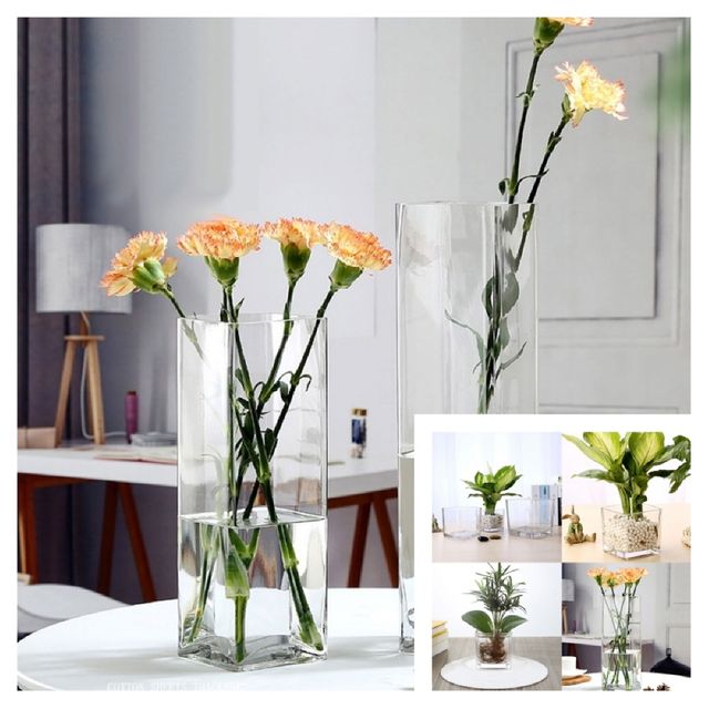 사각 유리 화병 15x15x15cm 유리화병 꽃병 꽃화병 유리꽃병