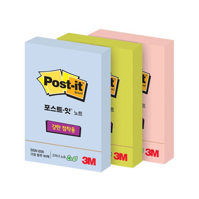 3M 포스트잇 강한점착 메모지 656 크림블루 51x76