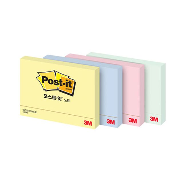 3M 포스트잇 657 크림블루 102X76mm 점착식메모지