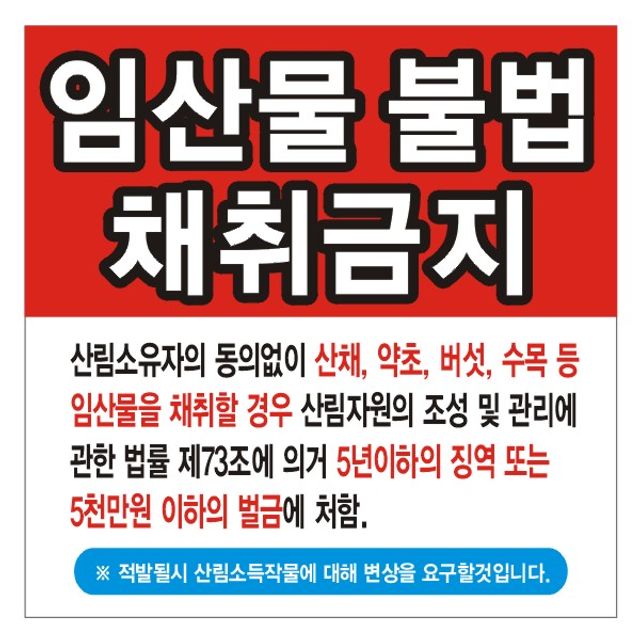 임산물채취금지 변색없는현수막 19호(솔벤)90cm-90cm