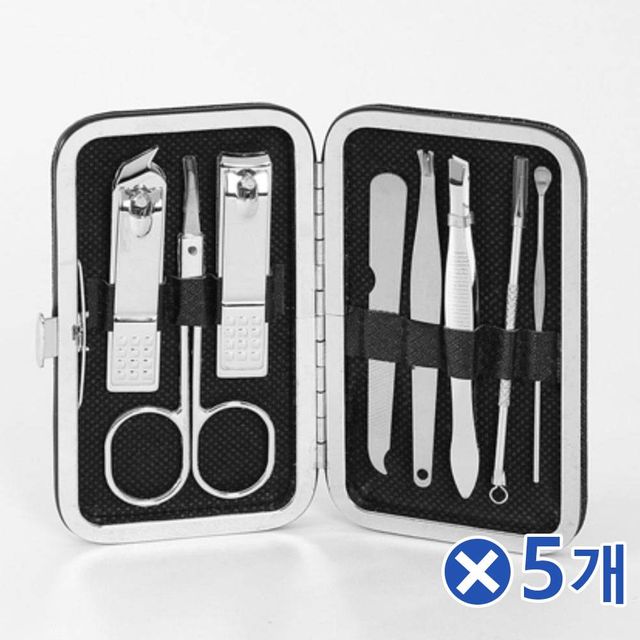 TBZ 휴대용 네일케어 손톱깎이 8종세트-블랙x5개 네일커터