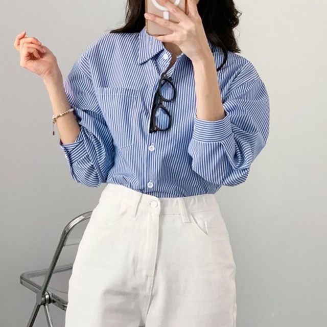 쉬폰 여자셔츠 편안한 여성블라우스 사무실 여자남방