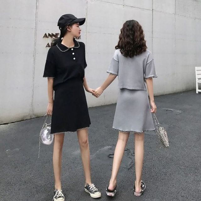 여행코디 귀여운 배색 카라 편한캐주얼투피스 여름 물
