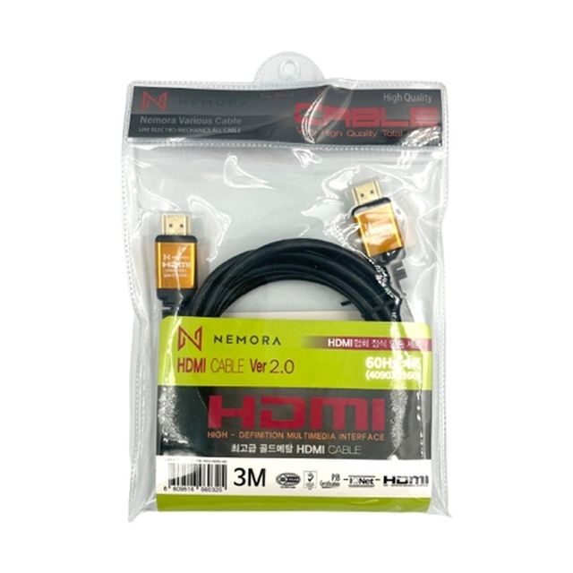 네모라 골드메탈 HDMI케이블 3M HDMI-HDMI (1개입)