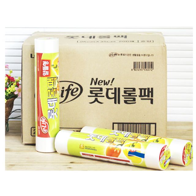 혜명몰 (BOX)롯데롤백(알뜰형)35x45x500매_12개입 업소용롤백 일회용위생백 포장비닐 롤봉투 일회용비닐백
