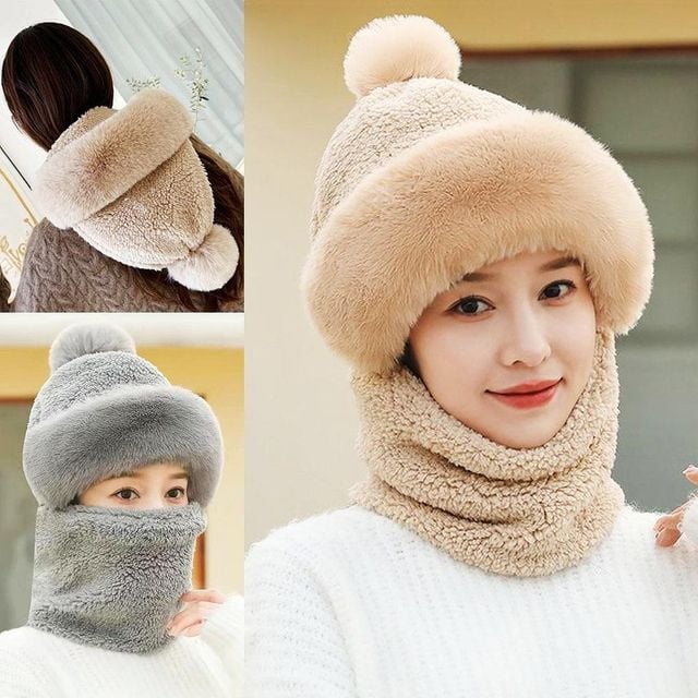 귀여운 넥워머 올 뽀글이 방울 모자