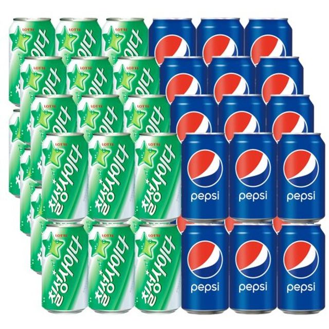 칠성사이다 업소용 355ml 24입+펩시콜라 업소용 355ml 24입