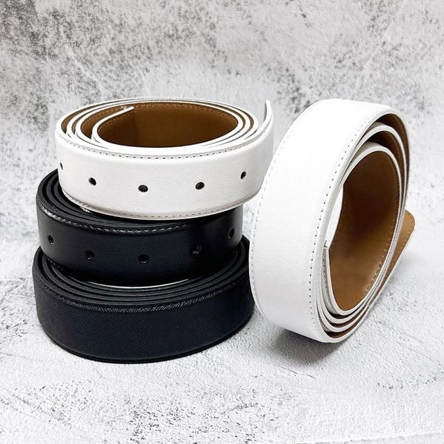 흰색 검정색 소가죽 플럼도트 폭33mm 교체용 벨트끈 허리띠