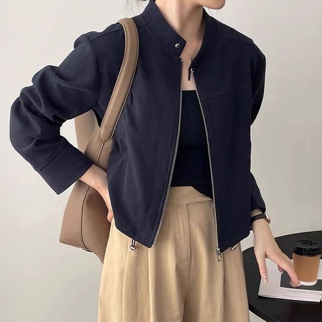 쿨샵 여성 노카라 짭은 재킷 깔끔한디자인 스트링자켓