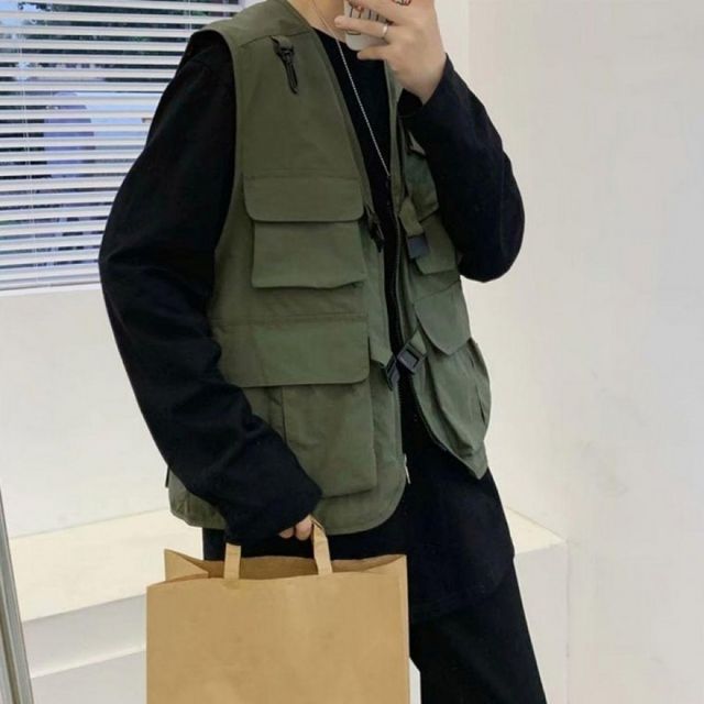 멀티포켓 빈티지 스타일 실용 조끼 2컬러