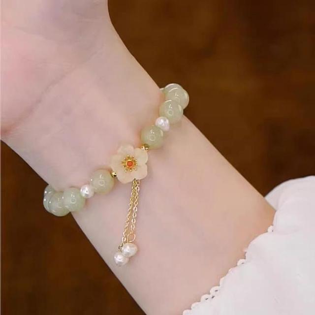 8mm 원석 그린 아벤츄린 비취 옥 연옥 매화 구슬 팔찌