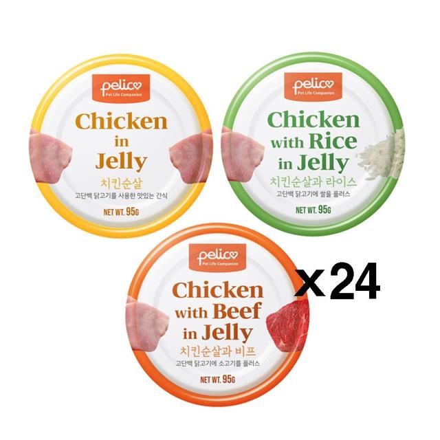 펠리코 습식 95g 강아지 간식 X24 닭고기 영양 보조캔