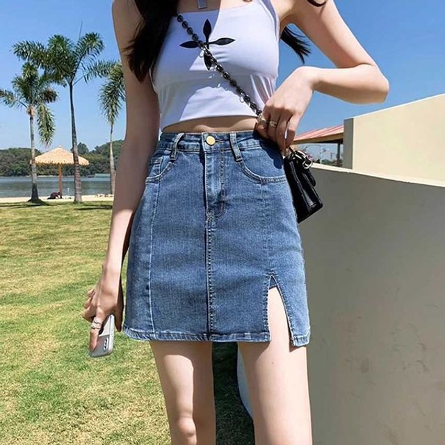 일상템 플레어라인진 롱스커트 스탠다드 슬릿 청치마