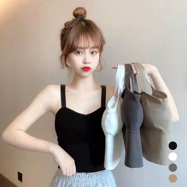 여성이너티 패드포함 어깨끈 조절 귀여운 튜브탑 나시