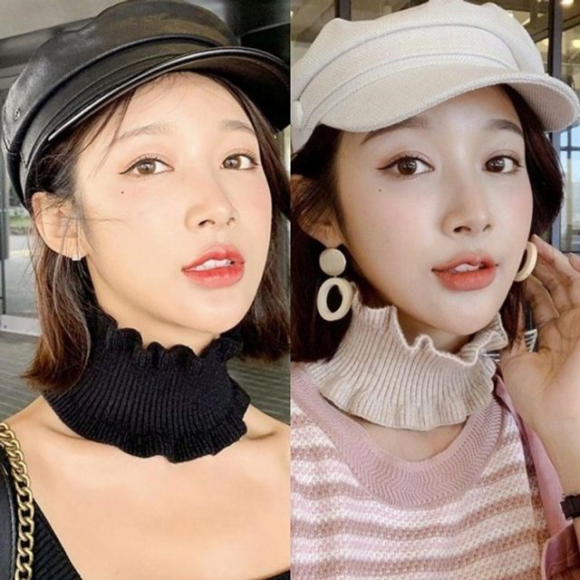 스카프 페이크 넥워머 쁘띠 공갈 골프 넥스카프 니트 목폴라