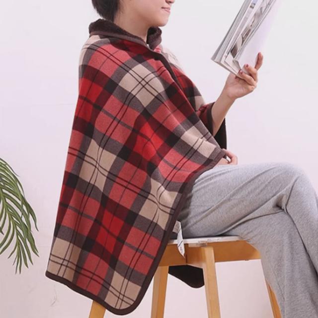 체크무늬 가을 겨울 망토담요 어깨 무릎 똑딱이 담요
