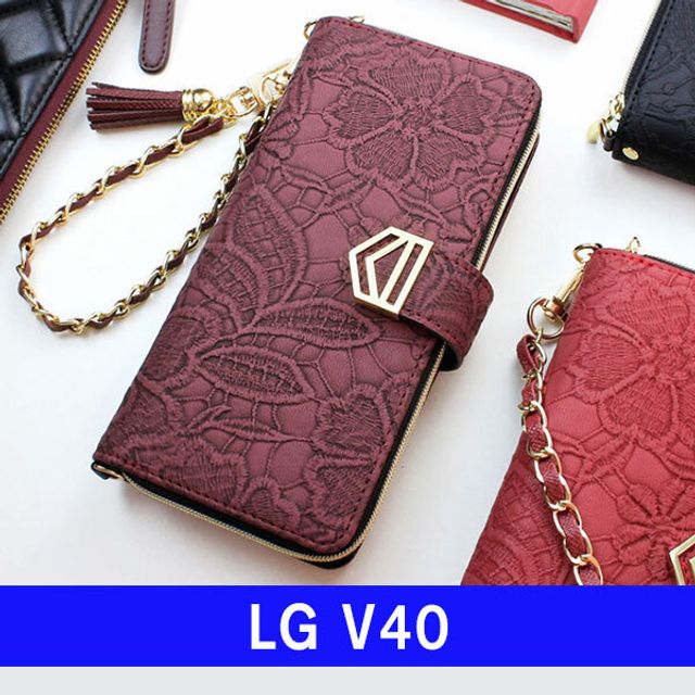 LG V40 자수 펀칭 클러치 케이스 V409 휴대폰 커버