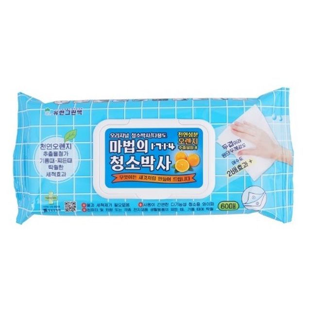 마법의 청소박사 물티슈 60매 캡형 기름때 찌든째